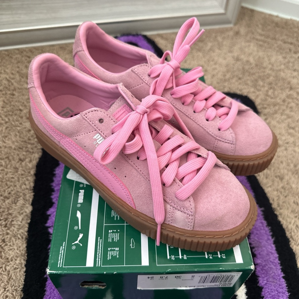Puma Women's Pink Suede Sneakers with Gum Sole